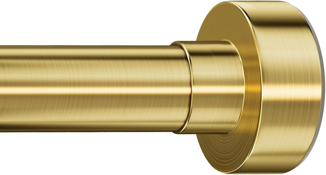 YNL Tension Curtain Rod 34-66 inches-Never Rust, Non-Slip, No Drill Adjustable Spring Tension Rod for Laundry Door Closet Small Window Stainless Steel, Brushed Gold