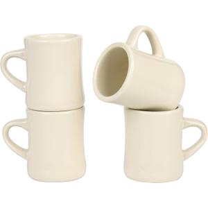 11oz White Diner Coffee Mug Set of 4 Ceramic Mugs Great for Kitchen Set, Travel, and Hot Tea (Cream)