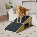 3-in-1 Dog Ramp Pet Stairs 18.9"x17.72"x19.29" with Hidden Storage Ottoman, Anti-Slip Steps for Small, Medium, Large, Senior & Injured Pets, 220LBS for Bed & Sofa, Green