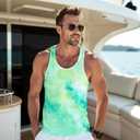 sanatty Men Rave Tank Tops, Graphic Summer Funny Sleeveless, Patriotic, Summer Beach Men's Tanks (Green, M)