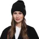 WOOH Womens Beanies for Winter,Knit Hat with Faux Fur Pom Pom Beanie for Women,Warm Fleece Lined,Less Static