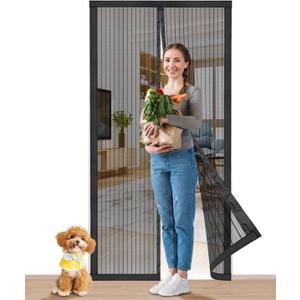 Smartor Magnetic Screen Door Magnetic Closure Fits 36"x82" Doors |Polyester - Retractable Screen Door Mesh| Self Sealing|Hands Free |Keeps Bugs Out|Pet and Kid Friendly
