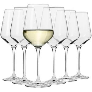 Krosno Large White Wine Glasses Set of 8, 13.2 oz, Avant-Garde Collection, Crystal Glass,Long Stem Wine Glasses for Wines and Cocktails, Glass Set for All Occasions, Dishwasher Safe, Made in Europe