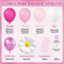 139pcs Pink Cartoon Cat Balloon Garland Arch Kit, Hot Pink White Long Balloons with 15inch Flower Foil Balloons for Cat Themed Birthday Baby Shower Party Decorations