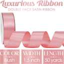 MEEDEE Blush Satin Ribbon 1-1/2 Inch Blush Pink Ribbon Lux Double Faced Satin Ribbons by 50 Yards Polyester Satin Ribbons for Crafts, Weddings, Flower Bouquet, Holiday Decorating