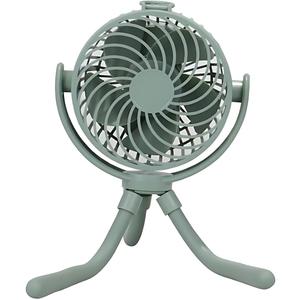4" New 3-speed Portable Rechargeable Fan with Flexible Tripod and Digital Display, 5 Hours duration, Head pivot 360 vertically and horizontally (Green River)