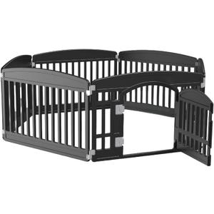 SMUG Dog Playpen 6-Panel 24 Inch Safe Secure Indoor Outdoor Pet Fence, Folding Portable 35 x 35 x 24IN, Ideal for Small to Medium Dogs Easy to Clean (Black)