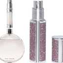 AE00PK Sparkling Travel Perfume Bottle, 5ml Mini Perfume Atomizer Sprayer, Glitter Diamond Pump Fill Perfume Bottle for Traveling, Vacation & Bussiness (Sparkling Pink)