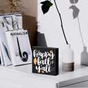 2 x Funny Autumn Leaves Wooden Box Sign Plaque Happy Fall Y'all Wood Box Sign Rustic Art Home Shelf Desk Decor 5 X 5 Inches