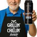 Funny Grill Apron for Men  Beer Can Gift Packaging  Hilarious BBQ Gift for Dad, Husband, or Friend  Heavy-Duty Water-Resistant Canvas  Grillin & Chillin Since Forever