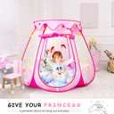 Princess Tent Girls Kids Playhouse Pop Up Play Tent with Star Light Tent for Kids Ball Pit Toys for 1,2,3 Years Girl Birthday Gift for Indoor Outdoor Toddler Girl Gift, Easy to Pop Up and Assemble