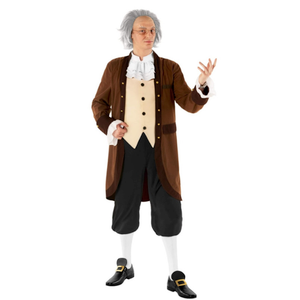 Morph Benjamin Franklin Costume With Wig Founding Fathers Costume Adult Colonial Outfit Men Ben Franklin Outfit Men Size M