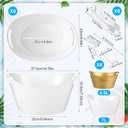 meekoo 6 Set Large Plastic Ice Buckets Bulk with Handle Scoop Tong,White 