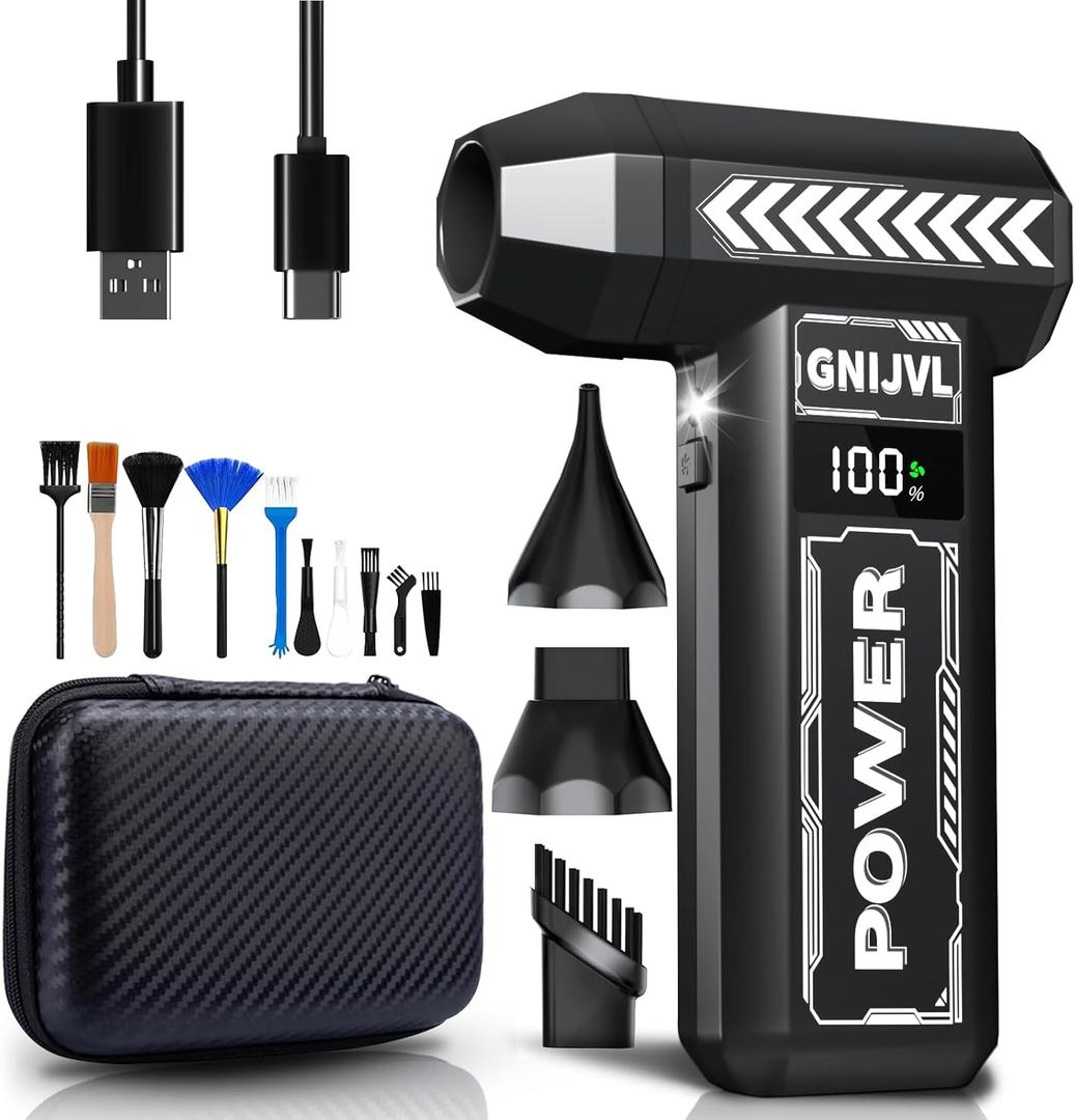 Mini Turbo Snow Blower, 150,000 RPM Handheld Snow Blower Features Built-in 8000mAh Rechargeable Battery and LED Work Light Ideal for Vehicle Snow Removal, Household cleanin