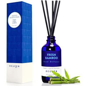 Xcleen Reed Diffuser, Fresh Bamboo Scented Diffuser with Sticks, Home Fragrance Aromatherapy Oil Diffuser for Bathroom Office Decor (3.7 Ounce)