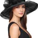 Zando 2026 Kentucky Hats Derby for Women Elegant Tea Party Hats Organza Victorian Church Wedding Fascinator Hat