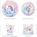 116Pcs Unicorn Birthday Party Supplies Tableware Kit Including Unicorn Balloons Party Plates and Napkins, Unicorn Paper Plates Cups Forks Kit for Unicorn Balloonss Theme Party, 16 Guests