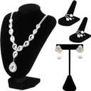 Wenqik 3 Pcs Velvet Jewelry Display Set Velvet Necklace Bust Holder T Shape Earring Stand Ring Finger Jewelry Holder, Black