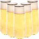 TT 48 Pack 9 oz Plastic Champagne Flutes - Disposable Stemless Glasses with Gold Rim, Shatterproof Clear Cups for Weddings, Parties, Celebrations (Bulk Toasting Drinkware)