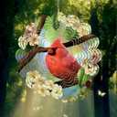 Cardinal Wind Spinners Garden Yard Decor Gift for Women Men, 12 Inch Outdoor Metal 3D Wind Spinner, Stainless Steel Hanging Wind Catchers Kinetic Sculpture for Outside Decoration
