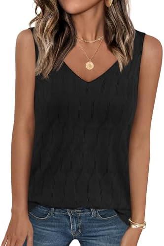 MEROKEETY Women's 2025 Summer Knit Tank Top V Neck Sleeveless Casual Trendy Crochet Lightweight Sweater Vest, XL