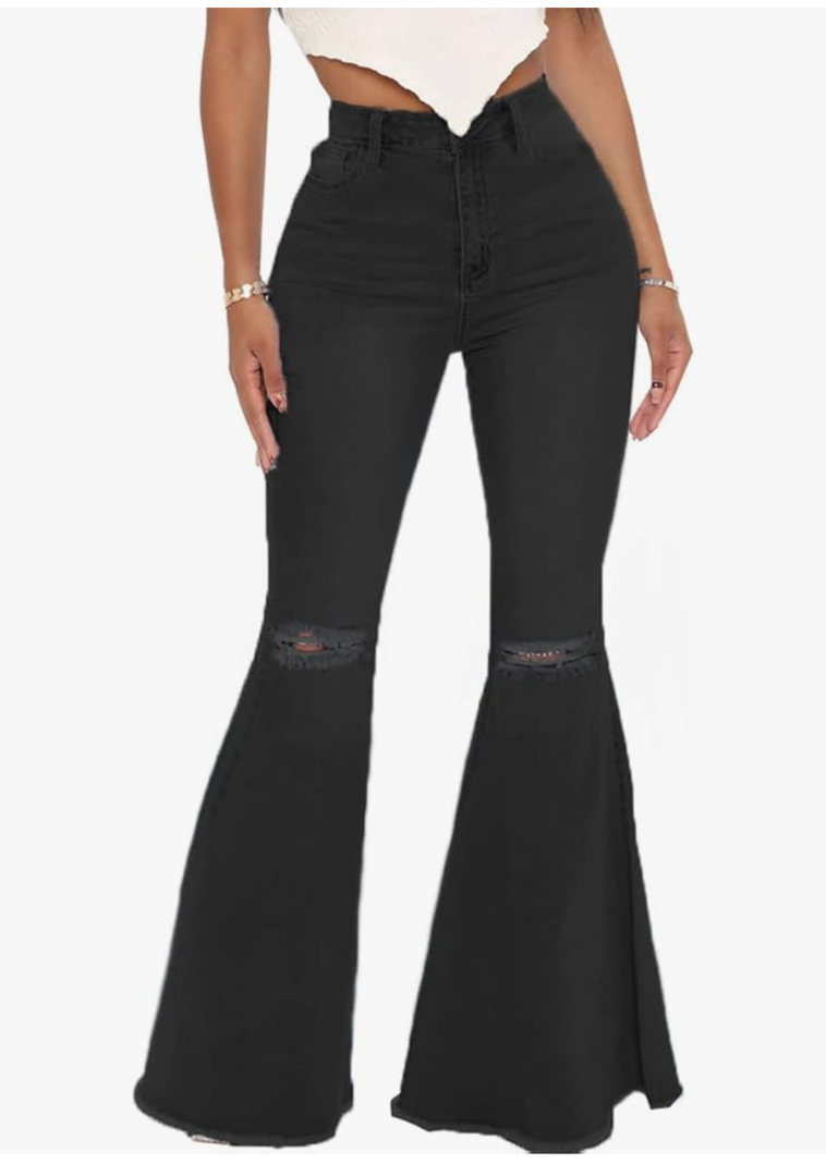 Bell Bottom Jeans for Women Ripped High Waisted Classic Flared Denim Pants 3XL