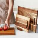 3-piece Acacia Wood Cutting Board Set for Kitchen, Large Wooden Cutting Board Set with Handle, Thick Chopping Board, Butcher Block Wooden Trays for Meat, Fruit Vegetable and Cheese, 16"x12"