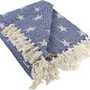 DII 4TH of July Patriotic Throw Blanket with Decorative Tassles, Use for Chair, Couch, Bed, Picnic, Camping, Beach, & Just Staying Cozy at Home (50 x 60), Star Nautical Blue