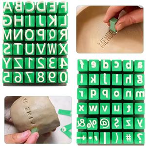 Alphabet Stamps Set for Clay, Letter Stamps for Clay - Uppercase, Lowercase, Numbers & Symbols, Custom Ceramic Pottery Stamps, DIY Handmade Mold Accessories for Ceramic Decorating