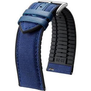 BINLUN Nylon Silicone Watch Bands 22mm Quick Release Canvas Rubber Hybrid Watch Strap Replacement Watchband for Men Women 9 Colors Silver/Black Buckle (Dark Blue-Silver) BINLUN Nylon Silicone Watch Bands 22mm Quick Release Canvas Rubber Hybrid Watch Strap Replacement Watchband for Men Women 9 Colors Silver/Black Buckle (Dark Blue-Silver)