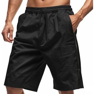 TRFIC Mens Casual Summer Beach Shorts Mens Gym Shorts Side Zipper Elastic Waist Drawstring Shorts with Pockets, L