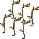 Sfcddtlg 6 Pcs Cast Iron Branch Mantle Hangers, 6 Inch Decorative Christmas Stocking Hangers with Non-Slip Pad, Brown Mantle Stocking Holder for Xmas Holiday Home Party Decoration