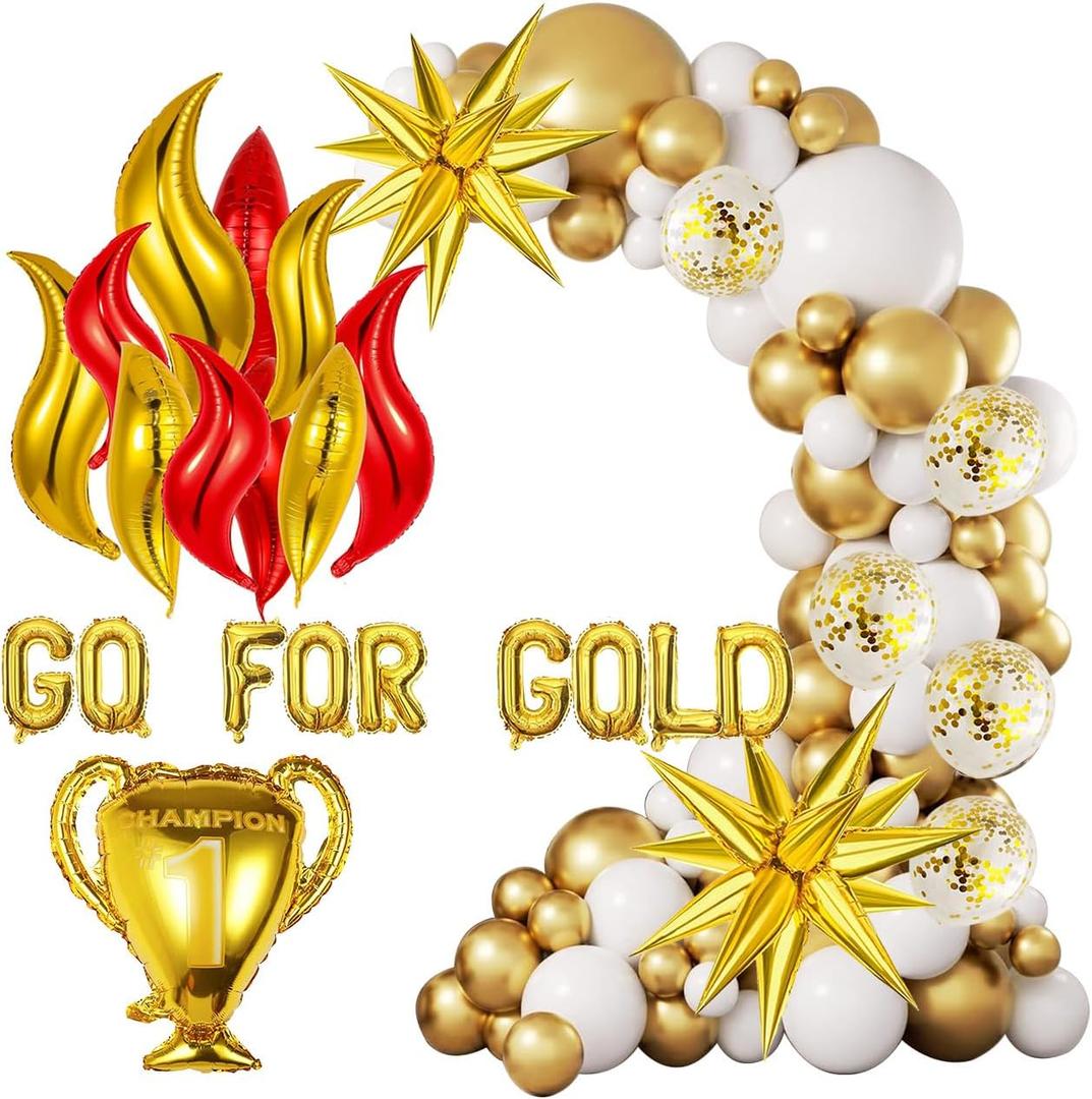Sports Balloons Themed Decorations,Champion Foil Balloons,Go For Gold Balloon Party Decor,Soccer Ball Basketball Football Party Supplies,2025 Sports Birthday Game Football Party Decorations