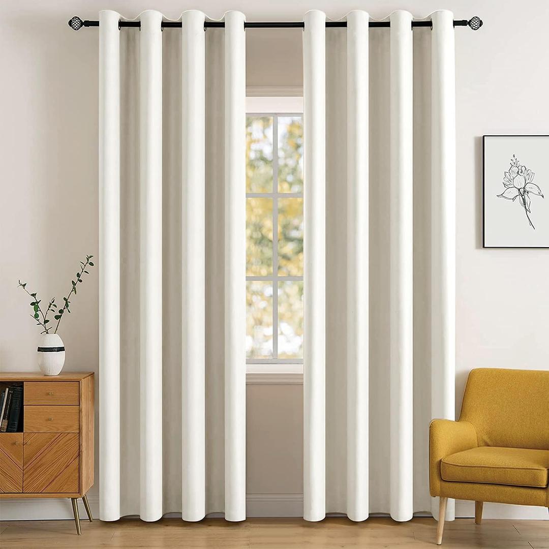 MIULEE Room Darkening Curtains Thermal Insulated Drapes Solid Window Treatment Set Grommet Top Light Blocking Blackout Curtain for Living Room/Bedroom 2 Panels 52 x 84 inch Length Ivory