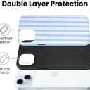 SOKAD Magnetic Vertical Stripes Phone Case for iPhone 15, Cute Light Blue Striped Line Pattern Compatible with Magsafe Matte Protective Case Cover with Screen Protector for Girls Women