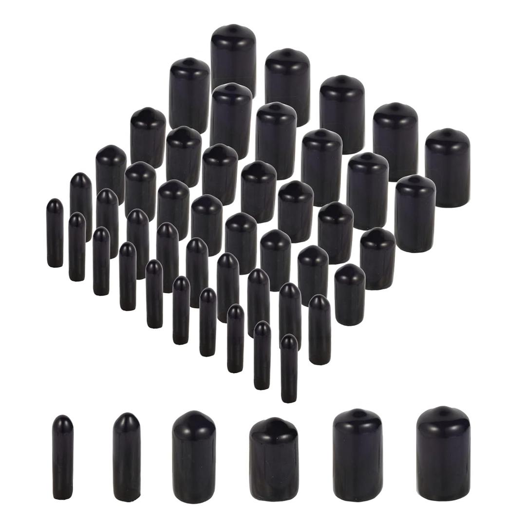 Aleric Rubber End Caps - 60pcs Flexible Screw Thread Protector Covers Rubber Bolt Covers Caps for Metal Tube Rod in 6 Sizes 2mm,3mm,6.5mm,8mm,10mm,12mm
