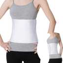 S Abdominal Binder Post Surgery - Elastic Waist Band for Stomach Support & Compression, Bariatric, Tummy Tuck | Latex-free, Breathable Belly Wrap Hernia Belt Lipo Garment -  White - 3 Panel, 45"-60" (L)