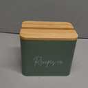 Sage Green Recipe Organizer with Wooden Lid - Set Includes 12 Dividers & 30 Blank 4 x 6" Recipe Cards