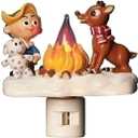 Roman Rudolph and Elf Friend 4.5 Inch Polyresin Swivel Plug Flickering Night Light