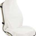 INFANZIA Waterproof Sweat Towel Seat Cover, Premium Car Seat Towel Protector for Trucks SUV Jeep, Universal Non-Slip Bucket Seat Covers for Post Gym Workout, Running, Swimming, Beach (White, 1Pcs) (one)