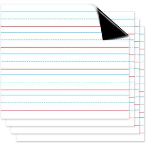 Patelai 4 Pcs Jumbo Magnetic Notebook Paper for Classroom Large Magnetic Handwriting Lined 22 x 17 Inch Dry Erase Sentence Strips for Whiteboard Accessories Dry Erase Notebook Poster for Teacher