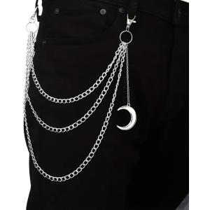 3 x TFORESTER Gothic Wallet Chain for Men & Women - Heavy-Duty Punk Pant Chain with Lobster Clasps, Rivets, Key Clip for Biker, Rock, Hip-Hop, Jeans, Gothic Accessories-Mode 3