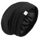 YANIBEST Slouchy Beanie Hat Satin Lined Sleep Cap Satin Bonnet Chemo Headwear Caps for Women and Men Pure Black (Medium)