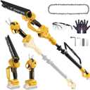 4 in 1 Cordless Pole Saw & Pruning Shears Combo for Dewalt 20V Max Battery(Not Included), 8 Inch Mini Chainsaw & Electric Pruner with 15 Ft Reach Extension Pole for Branch Cutting Tree Trimming