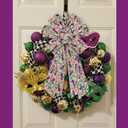 Mardi Gras Ribbons for Crafting, Mardi Gras Wired Edge Ribbon Glitter Natural Burlap Ribbon Bow Fat Tuesday Fleur de Lis Wired Ribbons for Carnival Sewing DIY Crafts Supplies (Style 2: Linen Fleur ribbon)