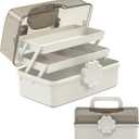 Hair Accessories Organizer with Handle sewing organizerLockable Three-Layer Multipurpose Art Supplies Storage Box and Storage Plastic Jewelry Box (white)