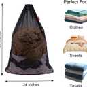 2 Pack Mesh Laundry Bags, 24 x 36 Inches Heavy Duty Drawstring Bag, Factories, College, Dorm, Travel and Apartment Dwellers, Black