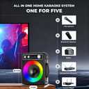 VOSOCO Karaoke Machine with 2 Wireless Microphones, Portable Bluetooth Speaker for Adults Kids, PA Systems Support TWS Echo Adjust TF USB AUX for Home Party Outdoor Travel