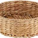 Round Water Hyacinth Storage Baskets for Organizing Round Wicker Basket with Double Handles-Wicker Baskets for Shelves