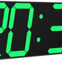 CHKOSDA LED Large Digital Wall Clock, Oversize Wall Clock with 6 Numbers, Remote Control Count up/Countdown Timer Clock, Auto Dimmer, Big Calendar and Thermometer(Green)